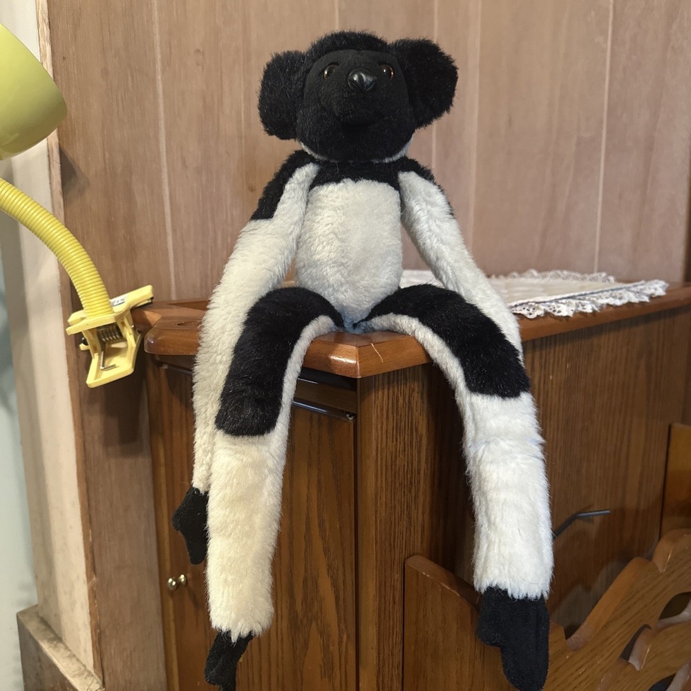 Vintage Wild Republic Plush Hanging Lemur 17 inch Black & White